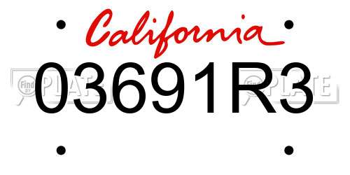 03691R3 California License Plate