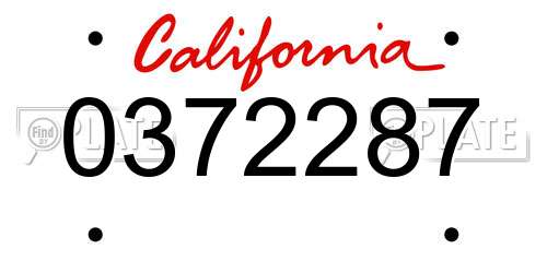 0372287 California License Plate