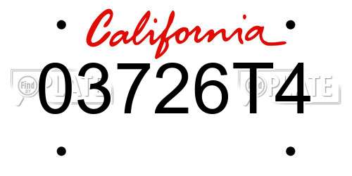 03726T4 California License Plate