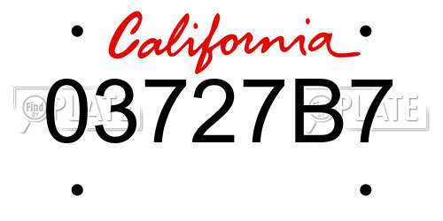 03727B7 California License Plate