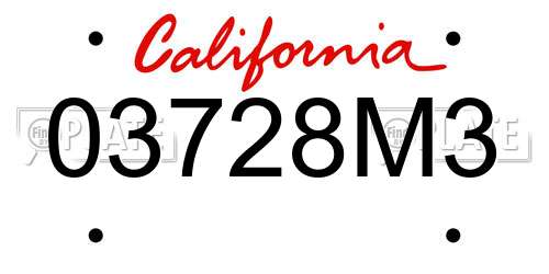 03728M3 California License Plate