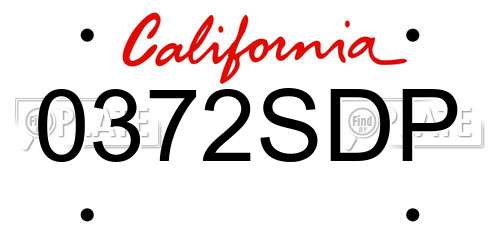 0372SDP California License Plate