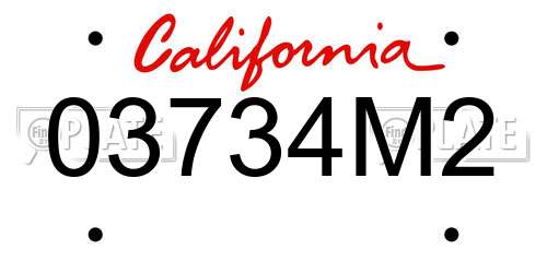 03734M2 California License Plate