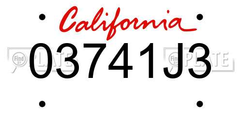 03741J3 California License Plate