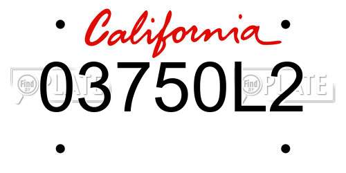 03750L2 California License Plate