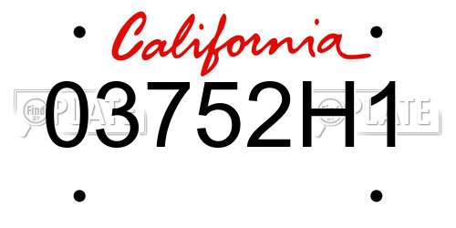 03752H1 California License Plate