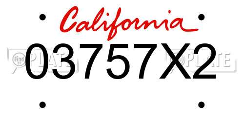 03757X2 California License Plate