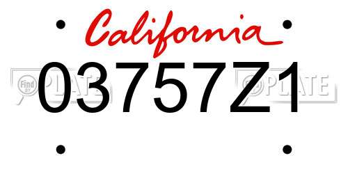 03757Z1 California License Plate