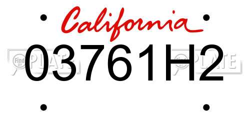 03761H2 California License Plate