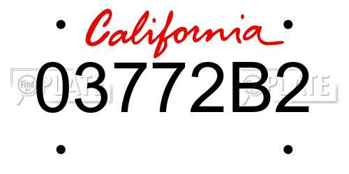 03772B2 California License Plate