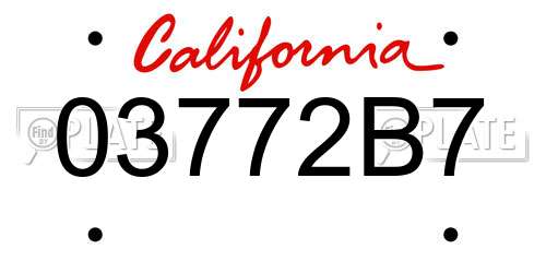 03772B7 California License Plate