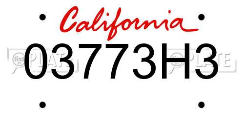 03773H3 California License Plate