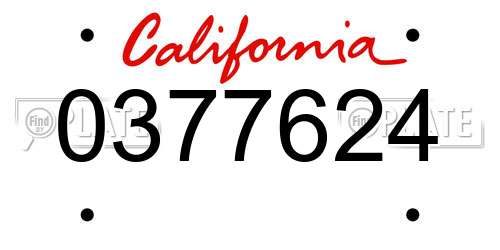 0377624 California License Plate