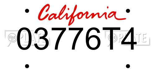 03776T4 California License Plate