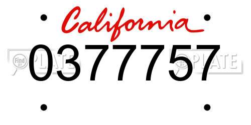 0377757 California License Plate
