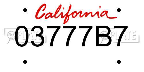03777B7 California License Plate