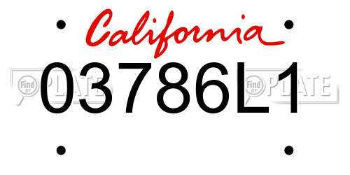 03786L1 California License Plate