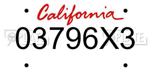 03796X3 California License Plate
