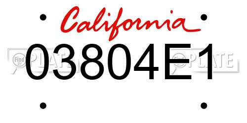 03804E1 California License Plate