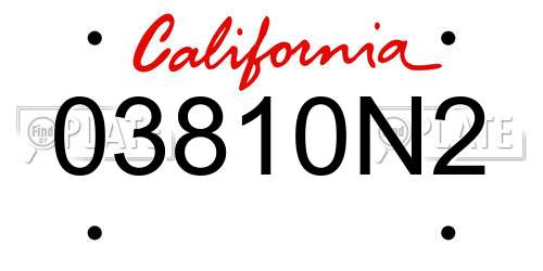 03810N2 California License Plate