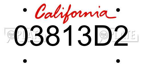 03813D2 California License Plate