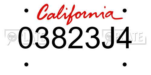 03823J4 California License Plate