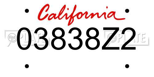 03838Z2 California License Plate