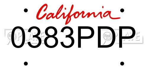 0383PDP California License Plate
