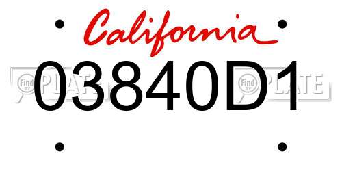 03840D1 California License Plate