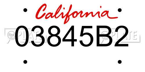 03845B2 California License Plate