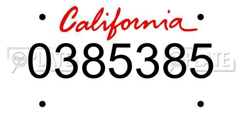 0385385 California License Plate