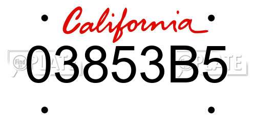 03853B5 California License Plate