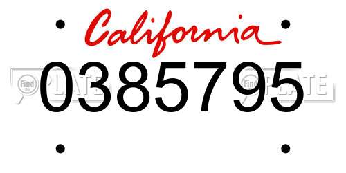 0385795 California License Plate