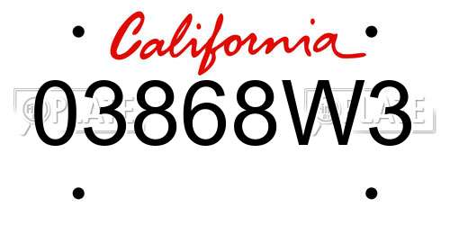 03868W3 California License Plate