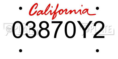 03870Y2 California License Plate