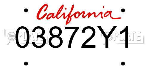 03872Y1 California License Plate