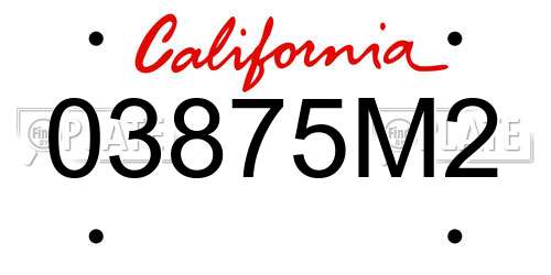 03875M2 California License Plate