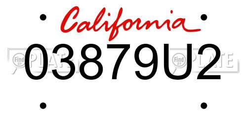 03879U2 California License Plate