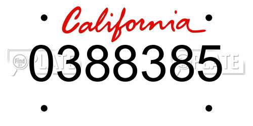 0388385 California License Plate