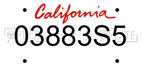 03883S5 California License Plate