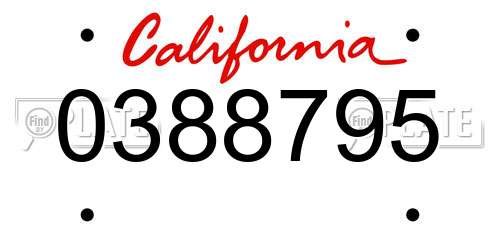 0388795 California License Plate