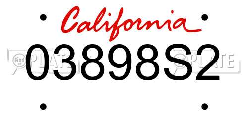 03898S2 California License Plate