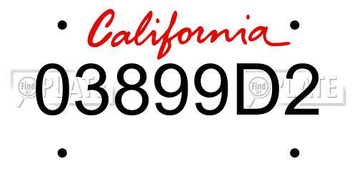 03899D2 California License Plate