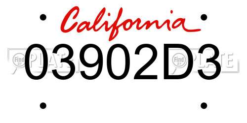 03902D3 California License Plate