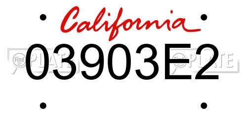 03903E2 California License Plate