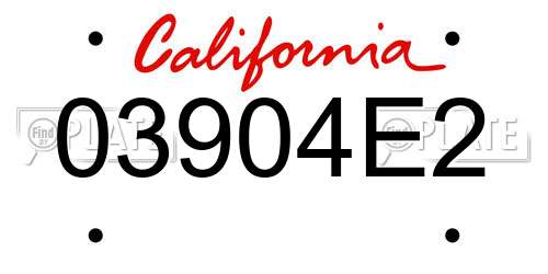 03904E2 California License Plate