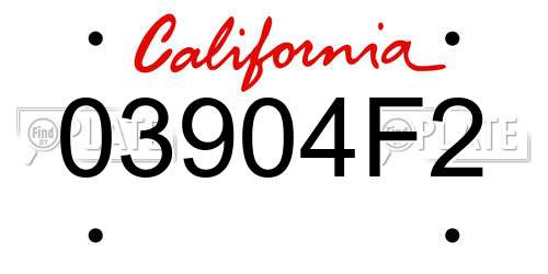 03904F2 California License Plate