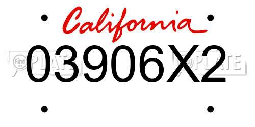 03906X2 California License Plate