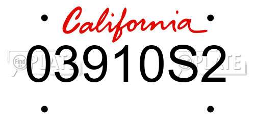 03910S2 California License Plate