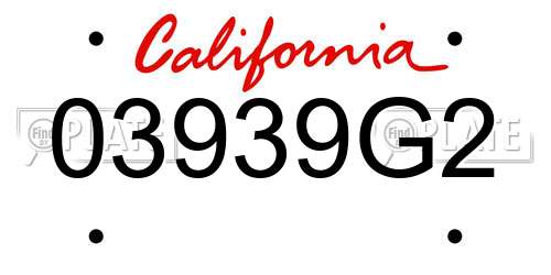 03939G2 California License Plate